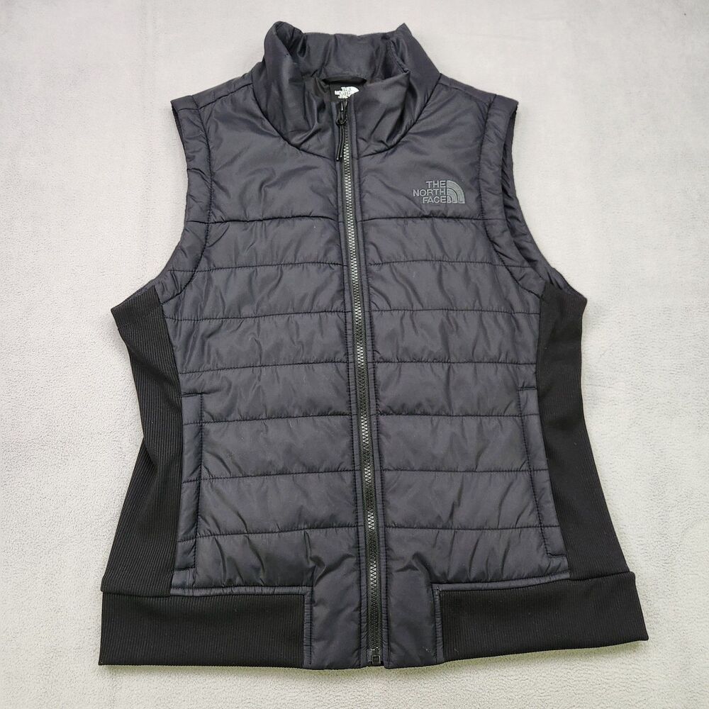 The North Face Puffer Vest Women's L Black Full Zip Nylon Zipped Pockets Outdoor